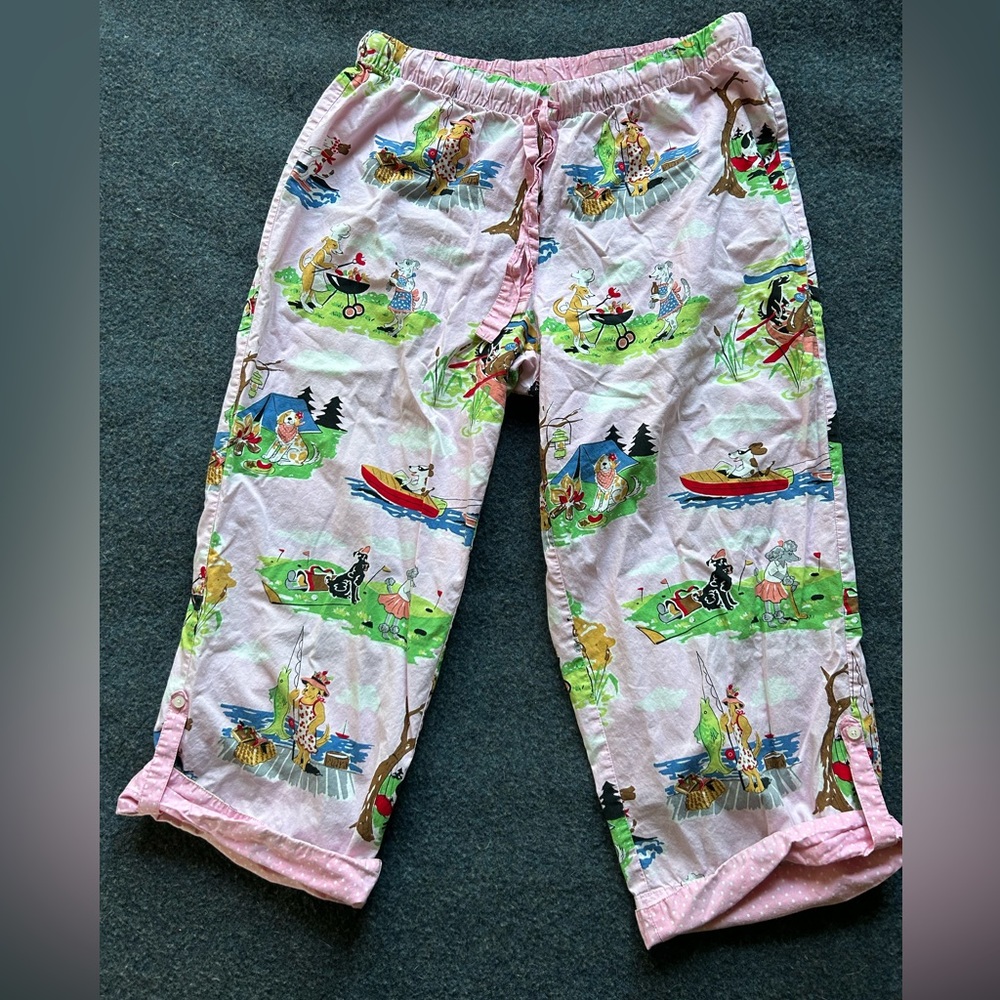 Nick & Nora Pink Pajama Pants with Colorful Print